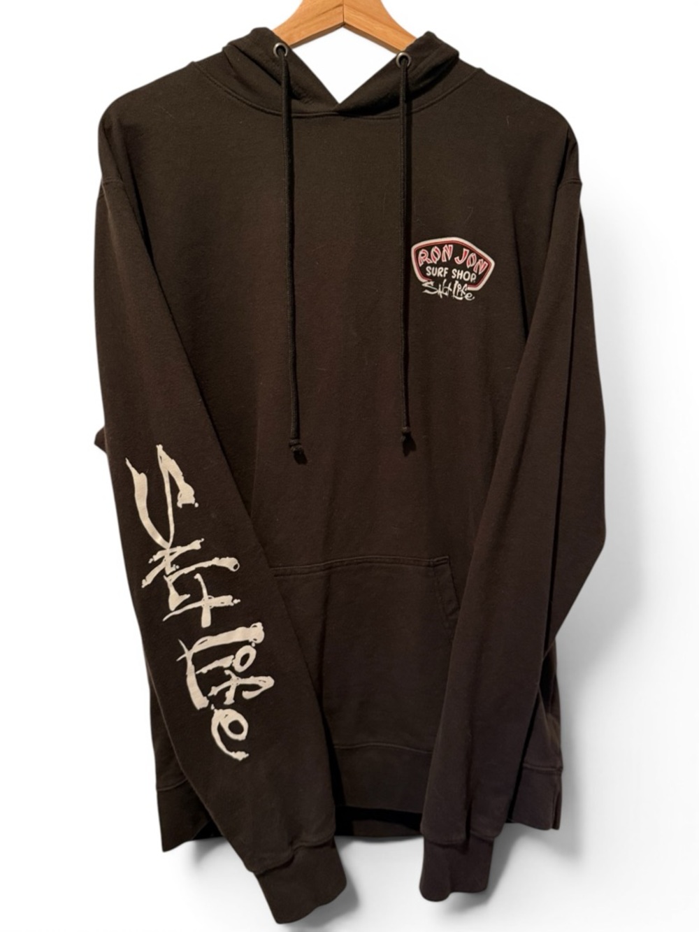 Salt Life Black Pullover Hoodie with White Sleeve Script